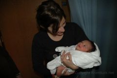 Aunt Paula holding Hailey for the first time.